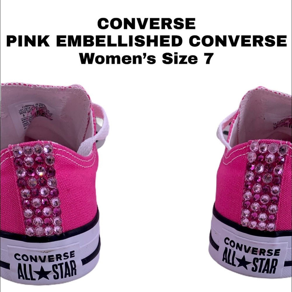 CONVERSE PINK EMBELLISHED CONVERSE T-SHOES SIZE 7